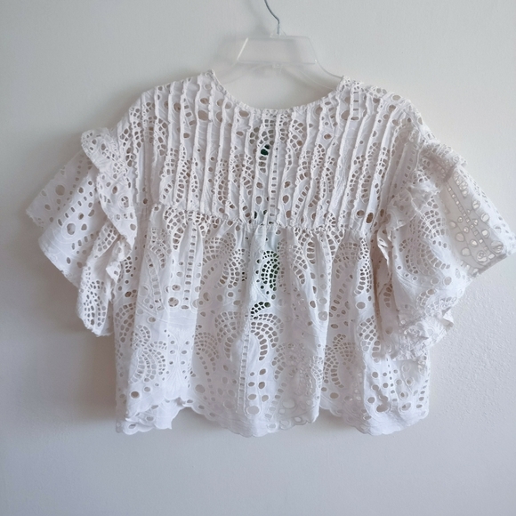 NWT Farm Rio Palm Tree Richelier Lace Eyelet Blouse XS - Picture 5 of 16